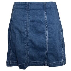 Free People‎ Womens Denim Mini Skirt Size 6 Button Fly Utility Indie Festival